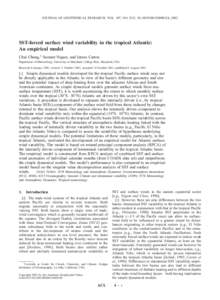 JOURNAL OF GEOPHYSICAL RESEARCH, VOL. 107, NO. D15, 2001JD000324, 2002  SST-forced surface wind variability in the tropical Atlantic: An empirical model Chul Chung,1 Sumant Nigam, and James Carton Department of M