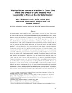 Tree diseases / Phyla / Protostome / Sudden oak death / Ambrosia beetle / Bark beetle / Beetle / Quercus agrifolia / Permethrin / Woodboring beetles / Curculionidae / Biology