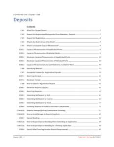 COMPENDIUM:  Chapter 1500 Deposits Contents