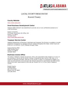 County Website http://www.rcala.com/ Small Business Development Center Alabama SBDC Network was established to provide one-on-one confidential assistance to small businesses.