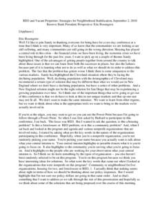 REO and Vacant Properties: Strategies for Neighborhood Stabilization, September 2, 2010