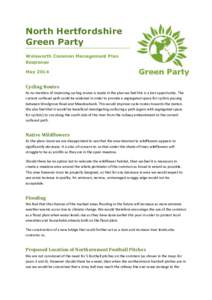 North Hertfordshire Green Party Walsworth Common Management Plan Response May 2014