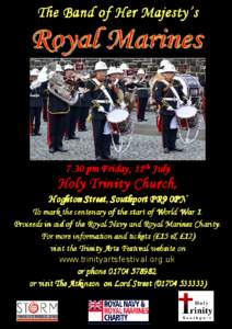 The Band of Her Majesty’s[removed]pm Friday, 11th July Holy Trinity Church, Hoghton Street, Southport PR9 0PN