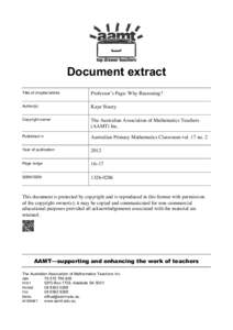 Parity / Mathematical proof / Australian Association of Mathematics Teachers / Addition / Logic / Reason / Parity of zero / Mathematics / Elementary arithmetic / Knowledge