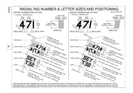 © ILCA 	  RADIAL RIG NUMBER & LETTER SIZES AND POSITIONING UPRIGHT NUMBERS AND LETTERS
