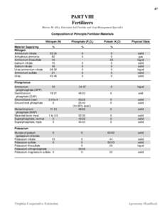 Fertilizers 87  PART VIII Fertilizers Marcus M. Alley, Extension Soil Fertility and Crop Management Specialist