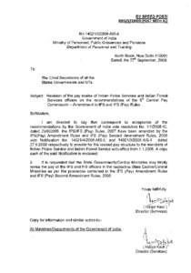 BY SPEED POSTI REGISTERED POST WITH AD No[removed]AIS-1I Government of India Ministry of Personnel, Public Grievances and Pensions
