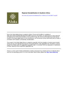 Regional Destabilization in Southern Africa http://www.aluka.org/action/showMetadata?doi=[removed]AL.SFF.DOCUMENT.uscg023 Use of the Aluka digital library is subject to Aluka’s Terms and Conditions, available at http://