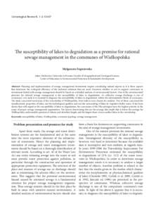 The Review susceptibility lakes to degradation as a premise for rational sewage management... Limnological 8, 1-2:of63-67