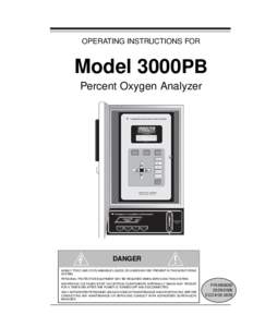 Percent Oxygen Analyzer  OPERATING INSTRUCTIONS FOR Model 3000PB Percent Oxygen Analyzer