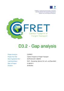 COFRET is co-financed by the European Commission (DG-RTD) within the 7th Framework Programme for Research and Technological Development. D3.2 - Gap analysis Project Acronym: