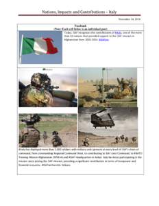 Nations, Impacts and Contributions – Italy  November 14, 2014 Facebook (Note: Each cell below is an individual post)