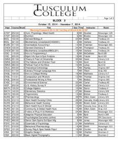 Page 1 of 2  BLOCK 3 October 15, [removed]November 7, 2014 Dept.