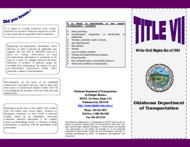 Anti-racism / Civil Rights Act / Labour law / Employment Non-Discrimination Act / Grievance / Human resource management / Discrimination / Employment / Burlington Northern & Santa Fe Railway Co. v. White / Law / Politics of the United States / 88th United States Congress