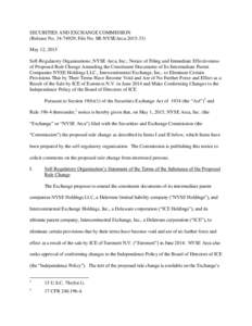 SECURITIES AND EXCHANGE COMMISSION (Release No; File No. SR-NYSEArcaMay 12, 2015 Self-Regulatory Organizations; NYSE Arca, Inc.; Notice of Filing and Immediate Effectiveness of Proposed Rule Change Am