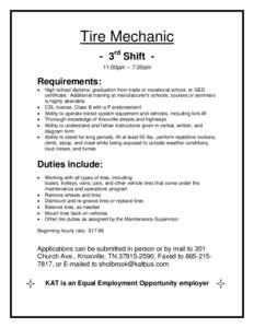 Knoxville Area Transit / KAT is looking for qualified individuals to fill two Supervisory positions