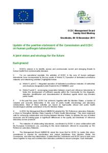 Position statement of the Commission and ECDC on human pathogen laboratories: