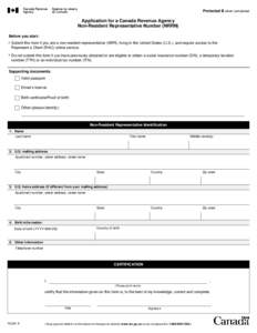 Application for a Canada Revenue Agency Non-Resident Representative Number (NRRN)