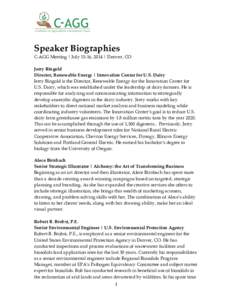    	
   Speaker  Biographies   C-­‐‑AGG  Meeting  |  July  15-­‐‑16,  2014  |  Denver,  CO  