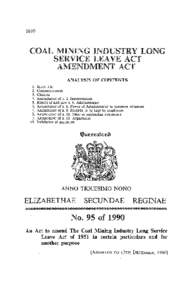 1610  COAL MINING INDUSTRY LONG SERVICE LEAVE ACT AMENDMENT ACT ANALYSIS OF CONTENTS