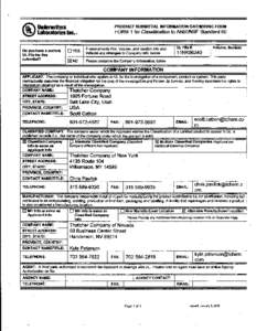 ®  Ulderwriters PRODUCT SUBMITTAL INFORMATION GATHERING FORM