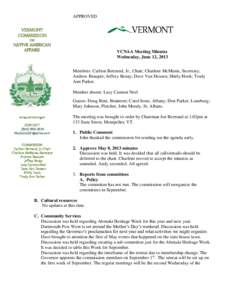 APPROVED  VERMONT COMMISSION ON