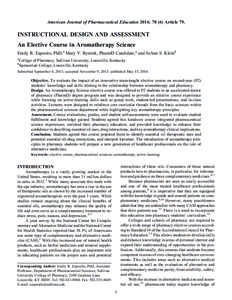 American Journal of Pharmaceutical Education 2014; [removed]Article 79.  INSTRUCTIONAL DESIGN AND ASSESSMENT