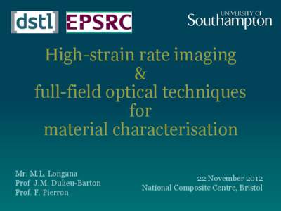 High-strain rate imaging & full-field optical techniques