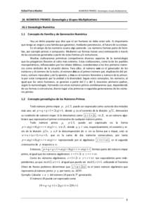 Rafael Parra Machío  NÚMEROS PRIMOS: Genealogía y Grupos Multiplicativos 16. NÚMEROS PRIMOS: Genealogía y Grupos Multiplicativos 16.1 Genealogía Numérica