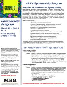 MBA’s Sponsorship Program Benefits of Conference Sponsorship Sponsorship Program