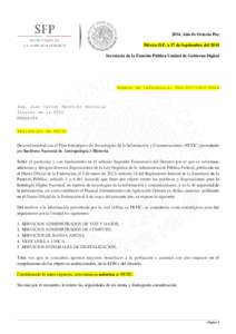 2014, Año de Octavio Paz México D.F, a 17 de Septiembre del 2014 Secretaría de la Función Pública Unidad de Gobierno Digital Número de referencia: UGD[removed]