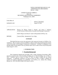 INITIAL DECISION RELEASE NO. 659 ADMINISTRATIVE PROCEEDING File No[removed]UNITED STATES OF AMERICA Before the SECURITIES AND EXCHANGE COMMISSION