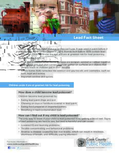 Lead Fact Sheet What is Lead? Lead is a poisonous metal that our bodies can’t use. It was used in paint before it was banned in the United States inHomes built before 1978 contain leadbased paint. Children under