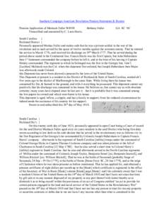 Southern Campaign American Revolution Pension Statements & Rosters Pension Application of Meshach Fuller W4958 Transcribed and annotated by C. Leon Harris. Bethany Fuller