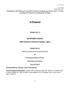 SC-6, Fukui SC VI/4a3 11 September 2013 Preparation and Piloting of Local Bio-diversity Strategy and Action Plan in Three Ecological Production Landscapes of Nepal
