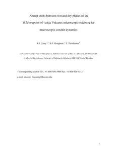 Abrupt shifts between wet and dry phases of the 1875 eruption of Askja Volcano: microscopic evidence for macroscopic conduit dynamics