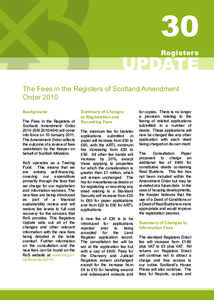 30 Registers UPDATE The Fees in the Registers of Scotland Amendment Order 2010