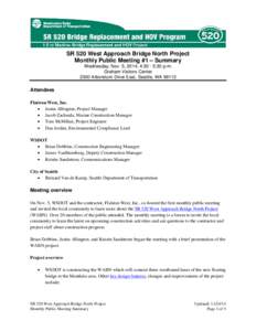 SR 520 Bridge Replacement and HOV Program WABN November Monthly Meeting Summary