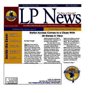 August/September[removed]The Official Monthly Newspaper of the Libertarian Party LP Candidates Push Toward Elections - page 7