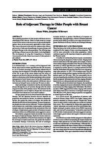 GERIATRIC THERAPEUTICS Editors: Michael Woodward, Director, Aged and Residential Care Services, Stephen Campbell, Consultant Geriatrician, Rohan Elliott, Clinical Pharmacist, Graeme Vernon, Drug Information Pharmacist, F