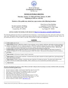 STATE OF NEVADA  COMMISSION ON ETHICS http://ethics.nv.gov  NOTICE OF PUBLIC MEETING