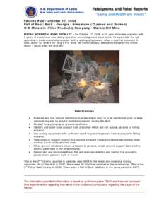 Ground conditions / Fatality / Occupational safety and health / Underground mining / Mining
