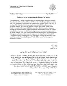 Embassy of the United States of America Khartoum, Sudan For Immediate Release  May 20, 2008