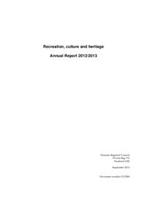 Recreation, Culture and Heritage Annual Report[removed]Taranaki Regional Council