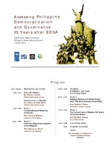 Assessing Philippine Democratizat ion and Governance 25 Years after EDSA Frank Lynch Resource Center Philippine Social Science Council