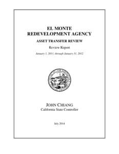 EL MONTE REDEVELOPMENT AGENCY ASSET TRANSFER REVIEW Review Report January 1, 2011, through January 31, 2012