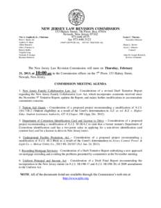 NEW JERSEY LAW REVISION COMMISSION Vito A. Gagliardi, Jr., Chairman Peter J. Barnes III Andrew O. Bunn Albert Burstein John J. Farmer, Jr.