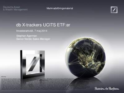 Deutsche Asset & Wealth Management Marknadsföringsmaterial  db X-trackers UCITS ETF:er