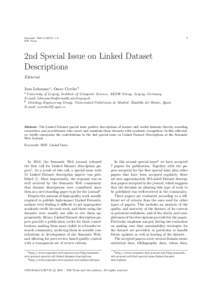 1  Semantic Web–2 IOS Press  2nd Special Issue on Linked Dataset