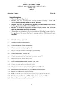 SAMPLE QUESTION PAPER LIBRARY AND INFORMATION SCIENCECLASS-XIIDuration: 3 hours